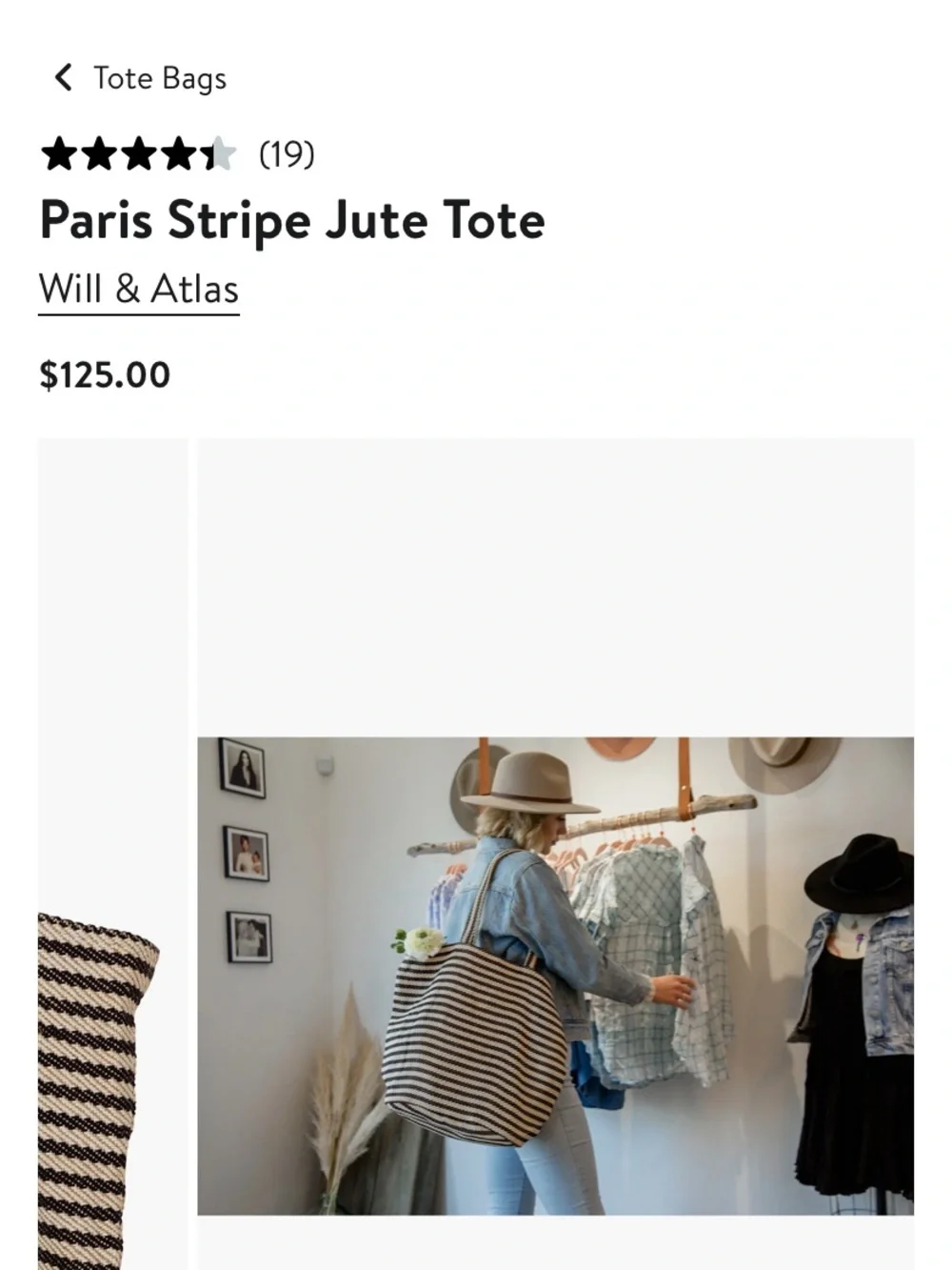 Will & Atlas black and cream jute tote. Excellent condition!